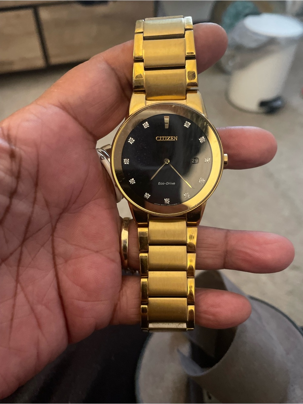 Citizen Gold and Black Men’s Dress Eco-Drive Watch Women can also wear the watch - Picture 2 of 2